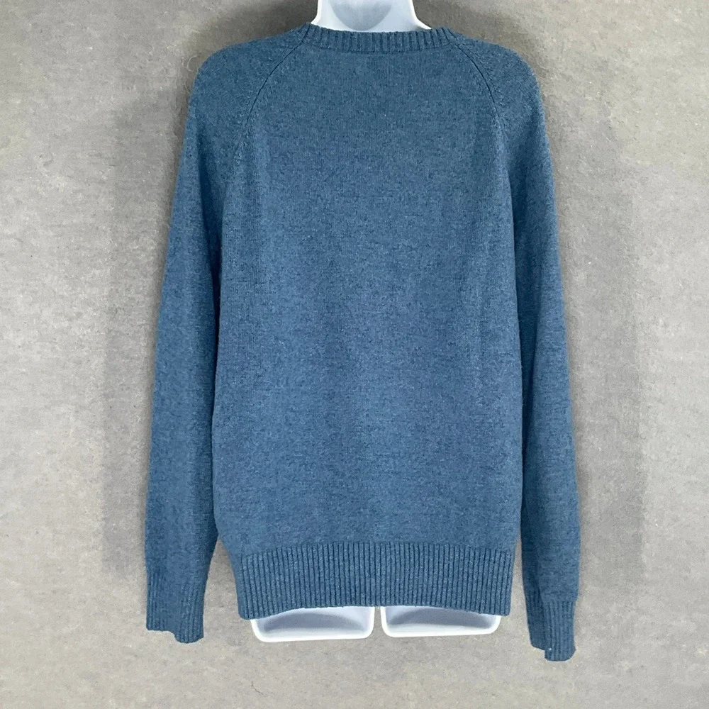 J. Crew Men's Blue‎ Raglan Sleeve Crewneck Pullover Lambs Wool Sweater Size L